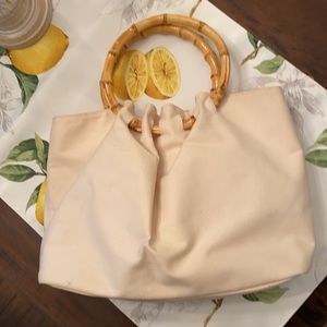 Banana Republic VTG Canvas Bag w Bamboo Handles